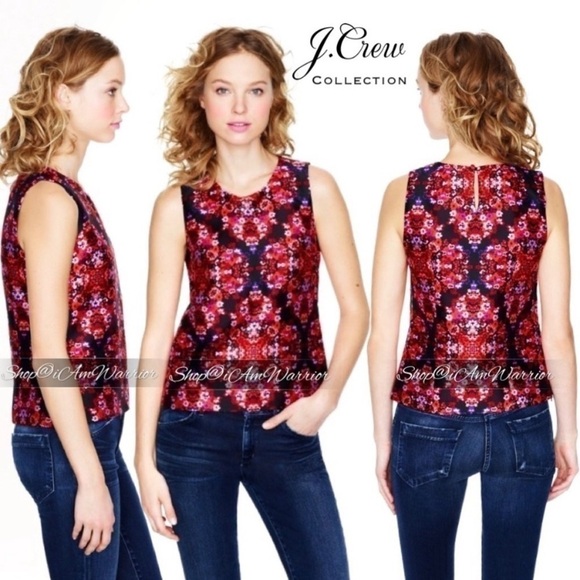 J.Crew Collection silk/cotton abstract print sleeveless top *shop@iamwarior - Picture 3 of 10